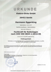 Fachkraft für Rufanlagen nach DIN VDE 0834-1:2016-06, Hermann Eggerking